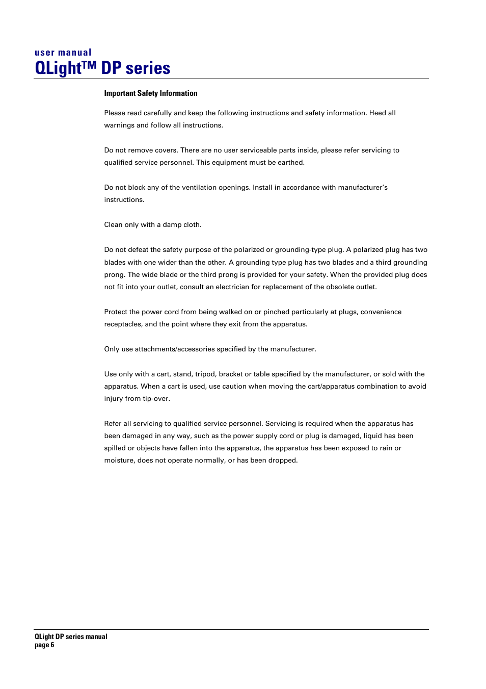 Qlight™ dp series, User manual | Turbosound TQ-445DP User Manual | Page 6 / 35