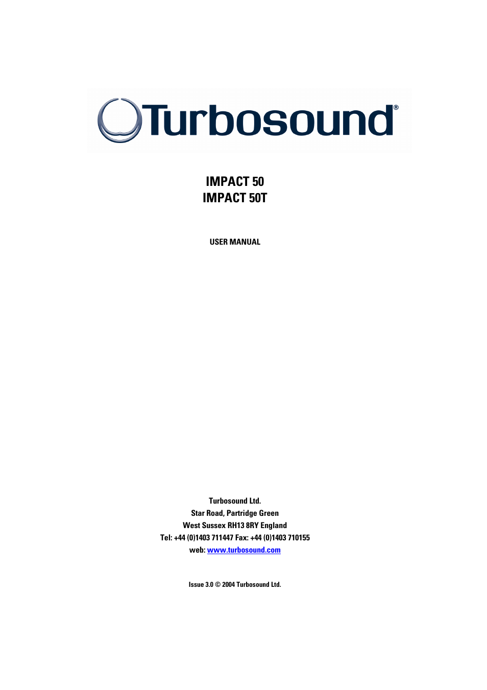 Turbosound 50T User Manual | 13 pages