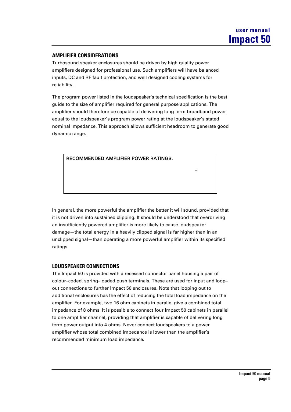 Impact 50 | Turbosound 50T User Manual | Page 5 / 13