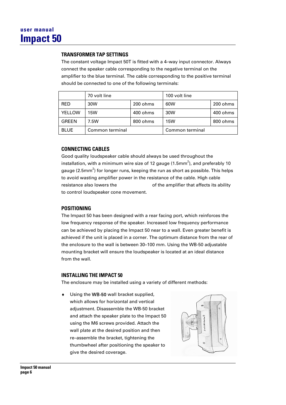 Impact 50, User manual | Turbosound 50T User Manual | Page 6 / 13