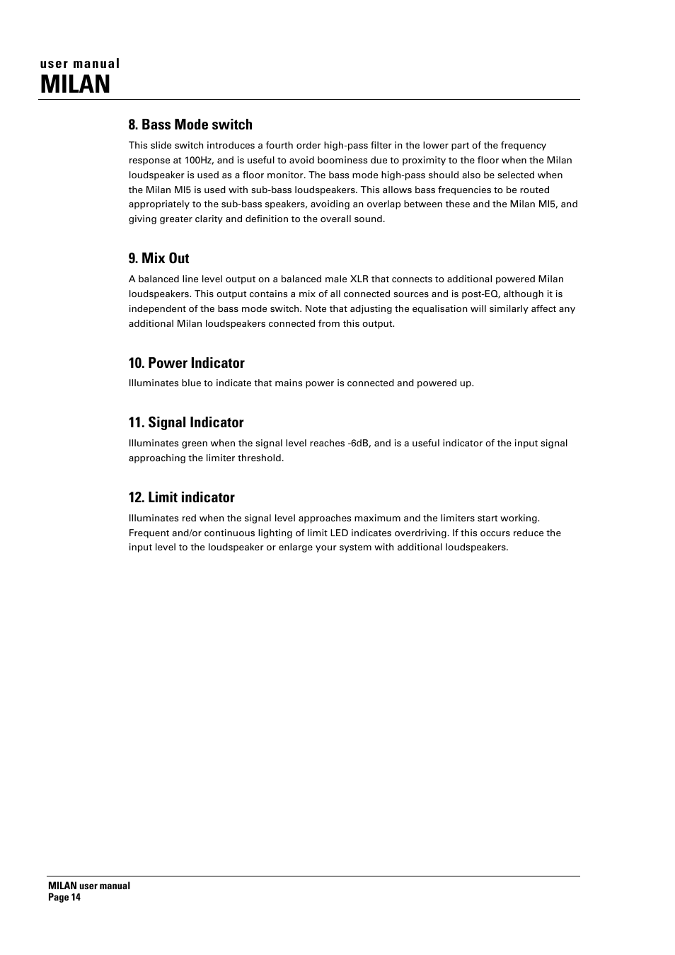 Milan | Turbosound MILAN MI5 User Manual | Page 14 / 28
