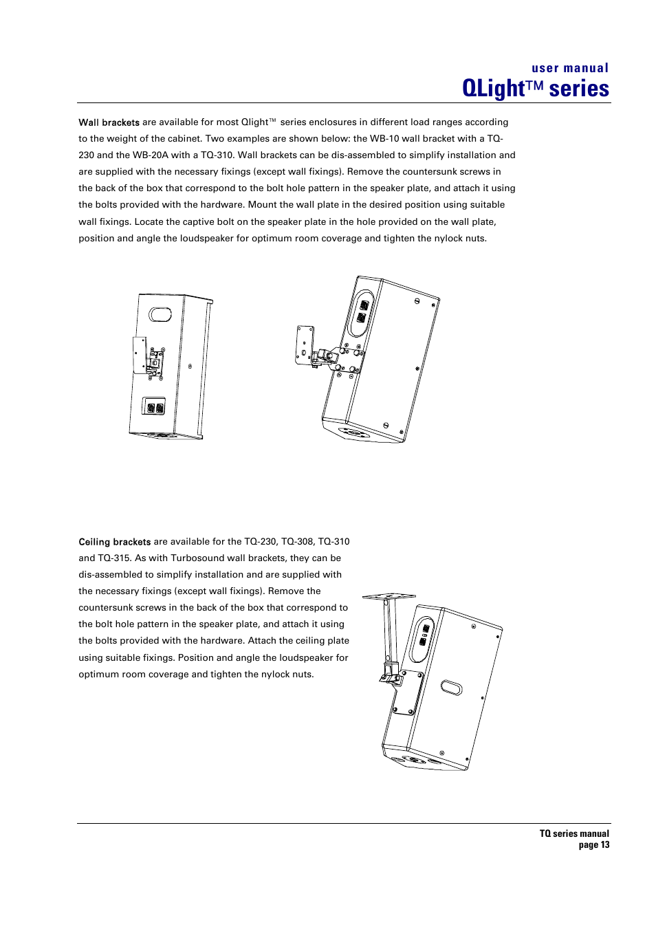 Qlight ™ series, User manual | Turbosound TQ-115 User Manual | Page 13 / 29