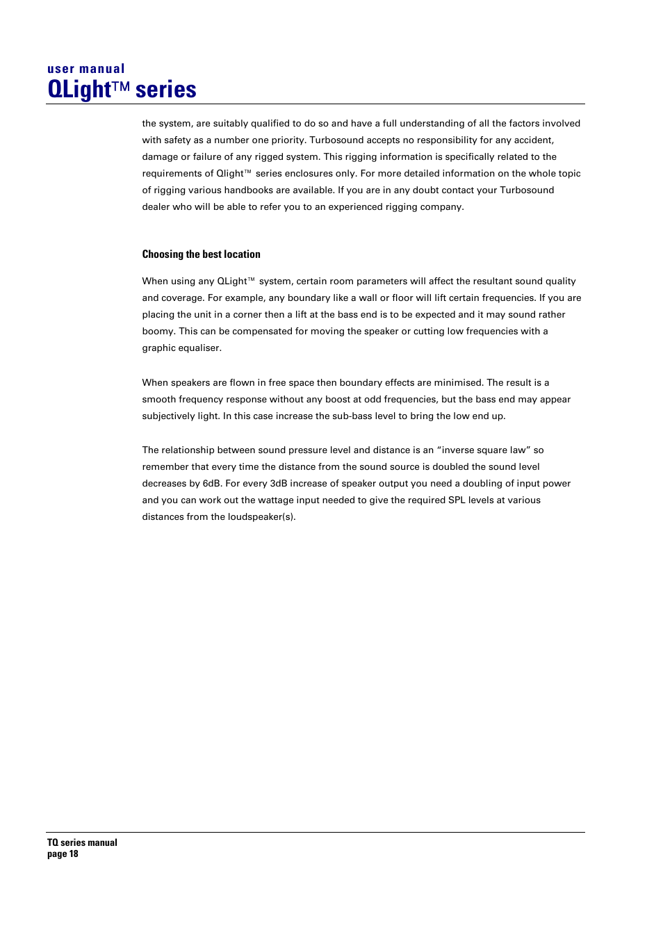 Qlight ™ series | Turbosound TQ-115 User Manual | Page 18 / 29
