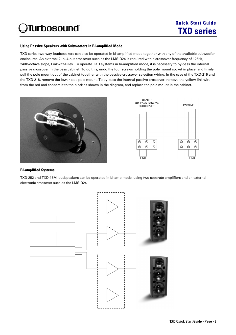 Txd series, Quick start guide | Turbosound TXD SERIES TXD-151 User Manual | Page 3 / 4