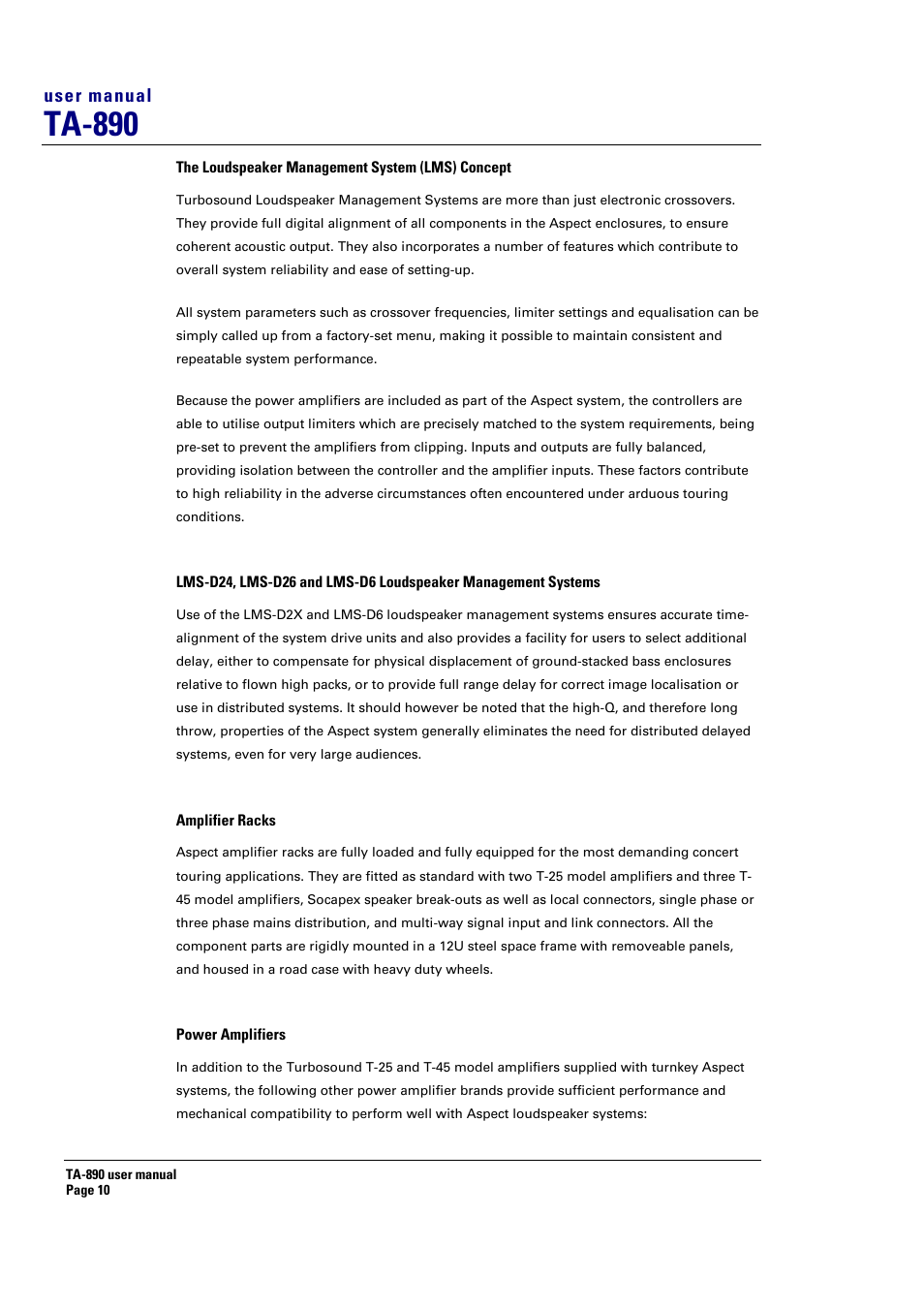 Ta-890 | Turbosound LMS-D6 User Manual | Page 10 / 95