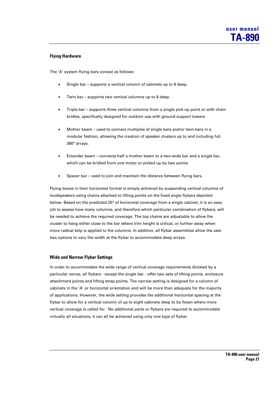 Ta-890, User manual | Turbosound LMS-D6 User Manual | Page 27 / 95