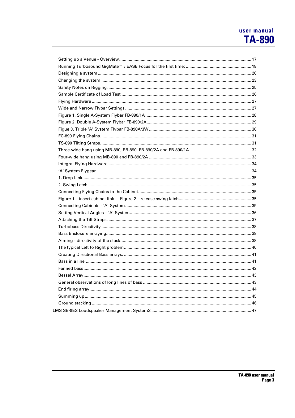 Ta-890 | Turbosound LMS-D6 User Manual | Page 3 / 95