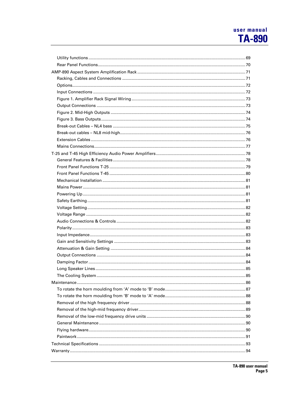 Ta-890 | Turbosound LMS-D6 User Manual | Page 5 / 95