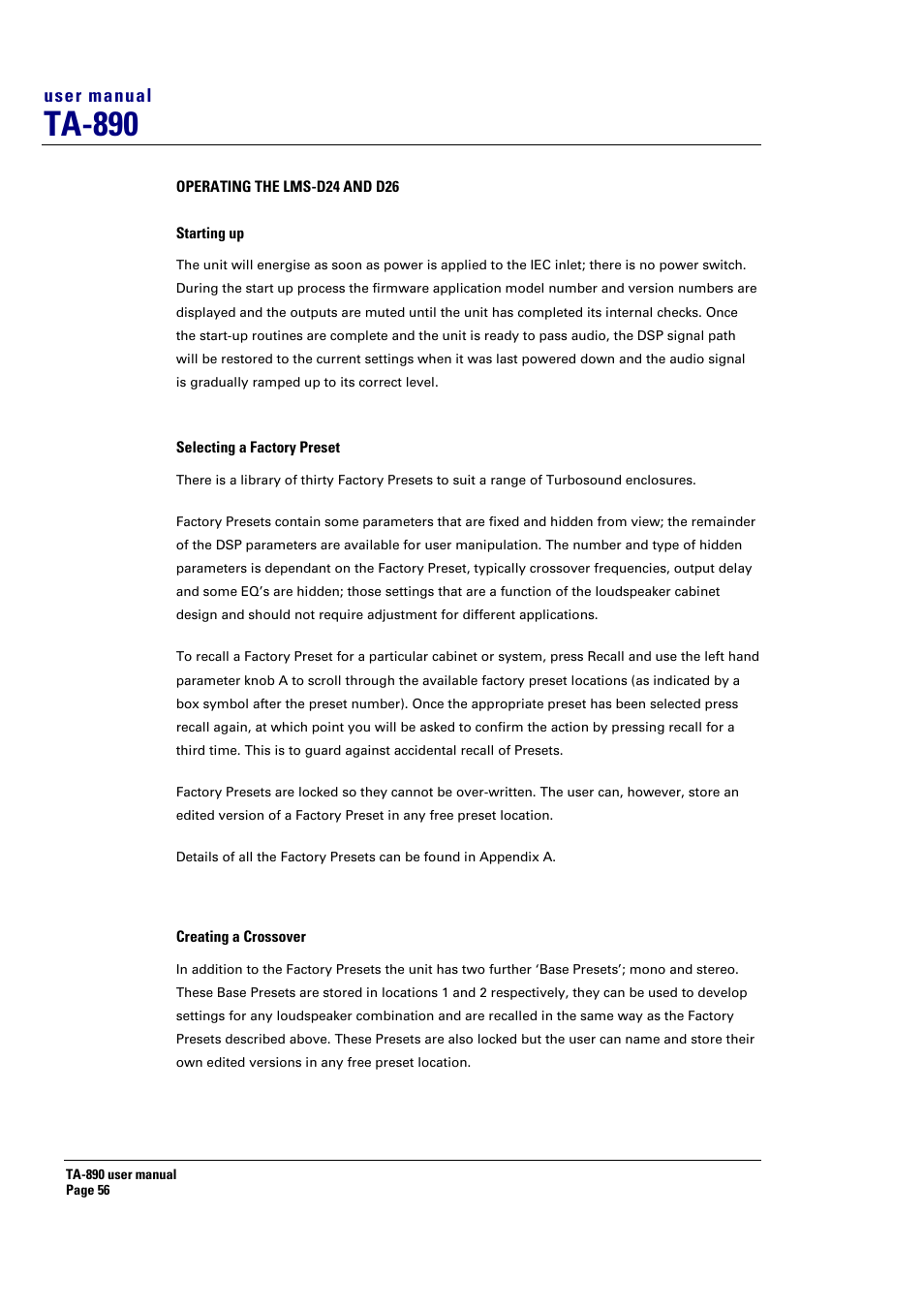 Ta-890, User manual | Turbosound LMS-D6 User Manual | Page 56 / 95