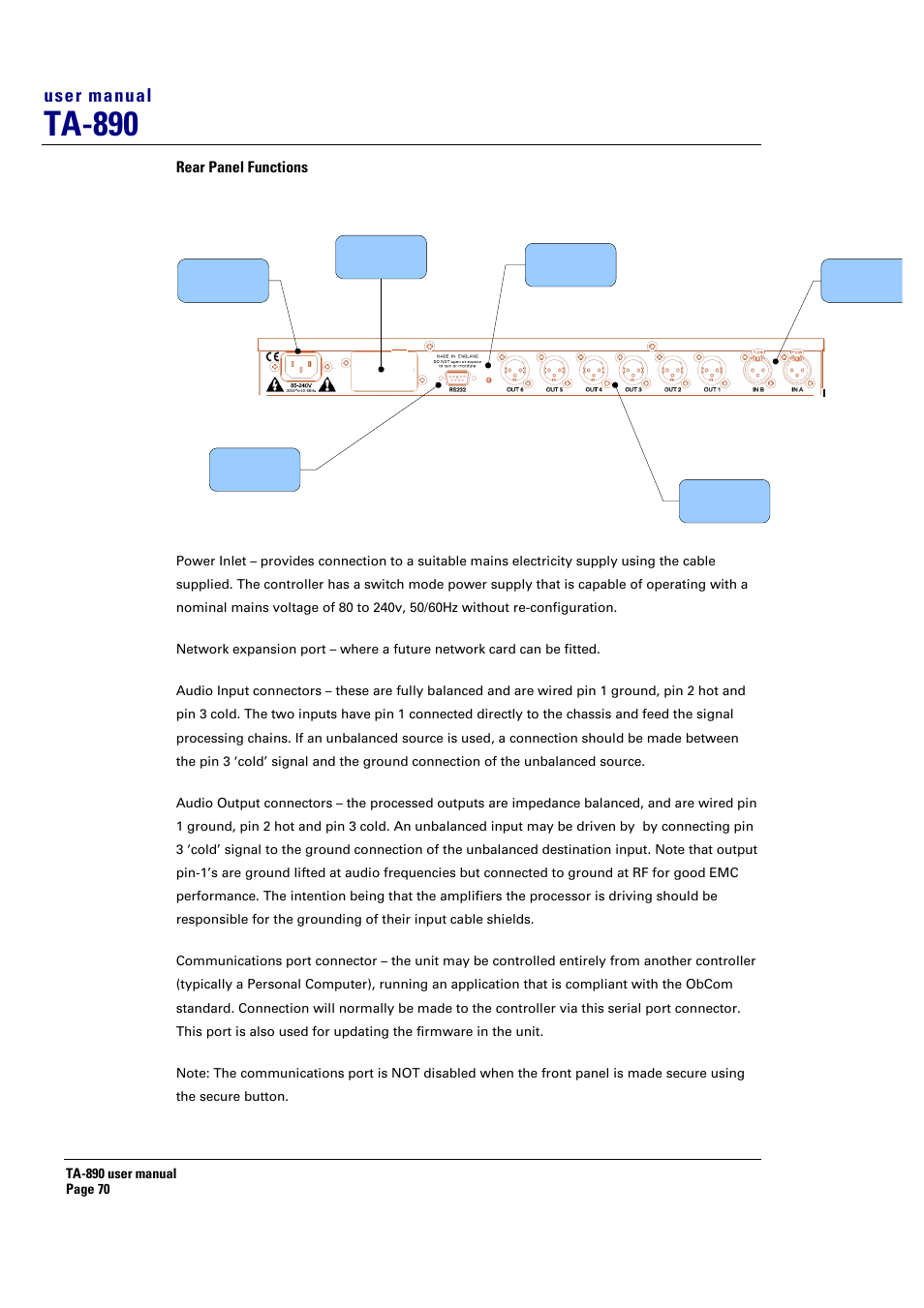 Ta-890, User manual | Turbosound LMS-D6 User Manual | Page 70 / 95