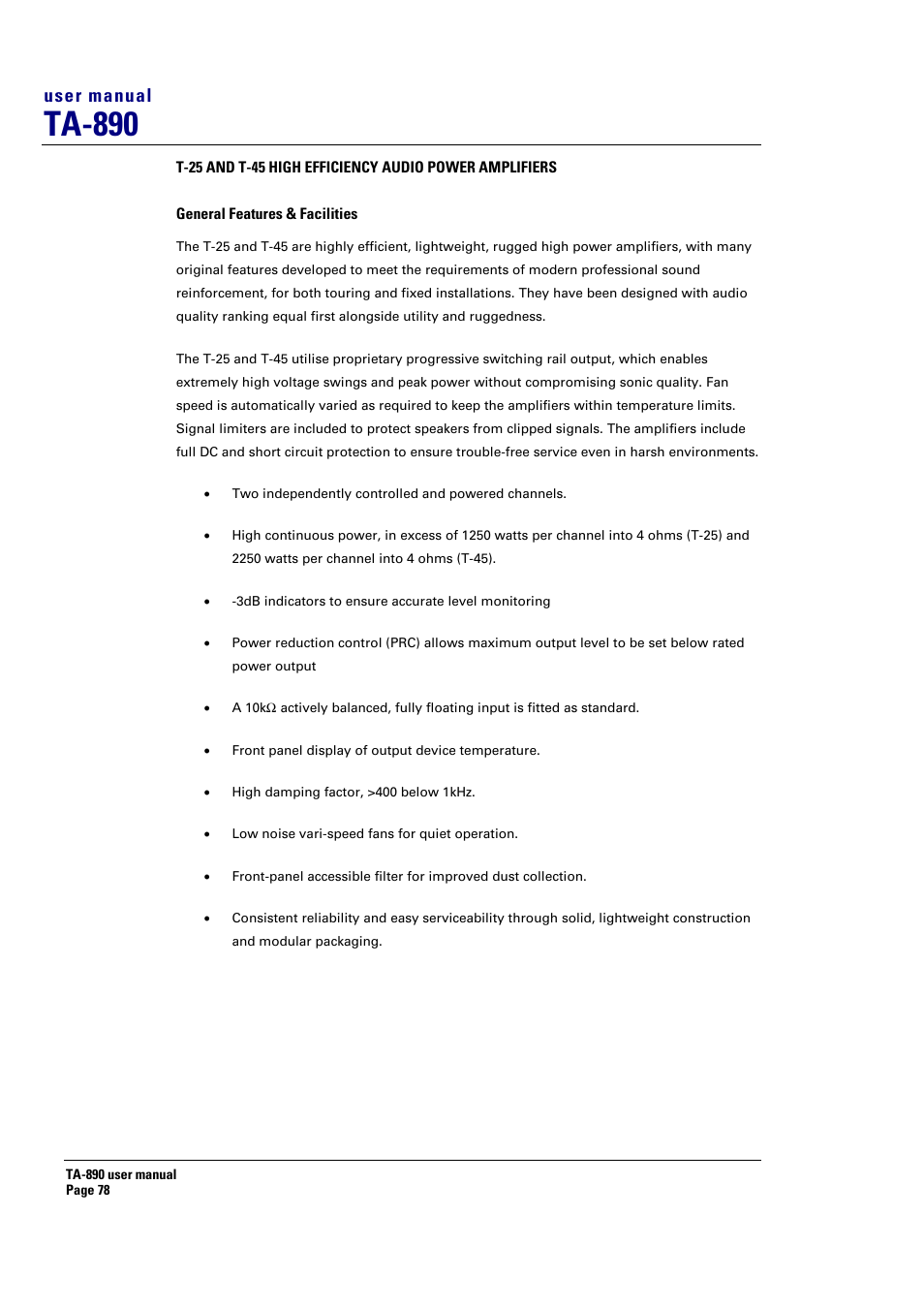 Ta-890, User manual | Turbosound LMS-D6 User Manual | Page 78 / 95