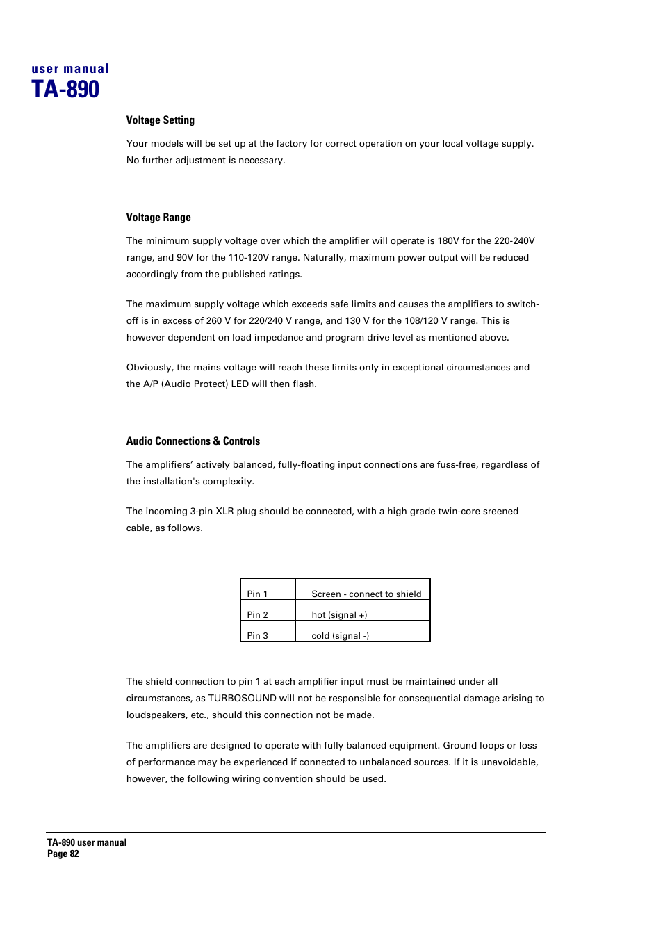 Ta-890, User manual | Turbosound LMS-D6 User Manual | Page 82 / 95