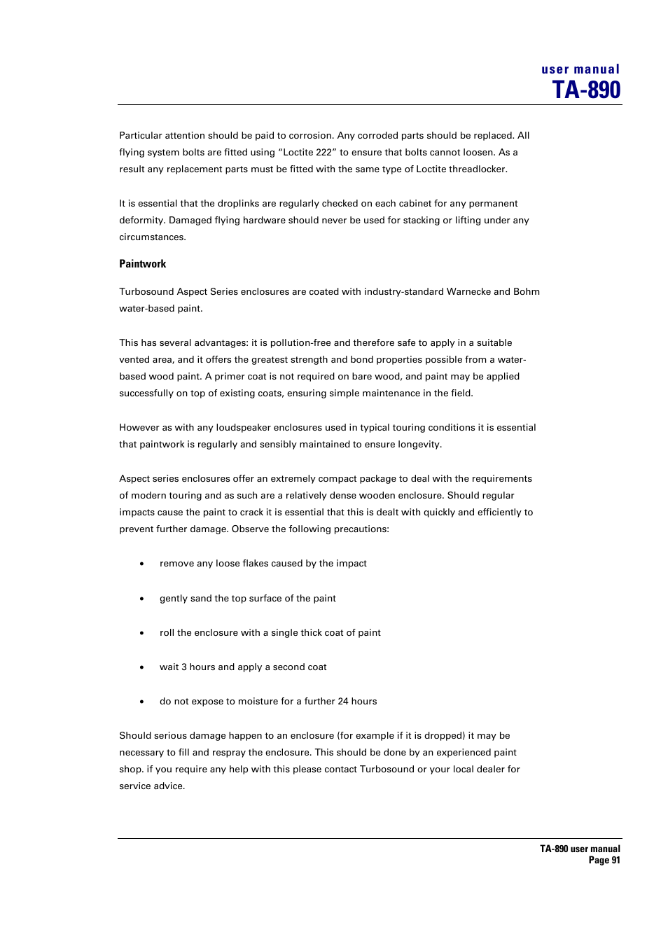 Ta-890, User manual | Turbosound LMS-D6 User Manual | Page 91 / 95