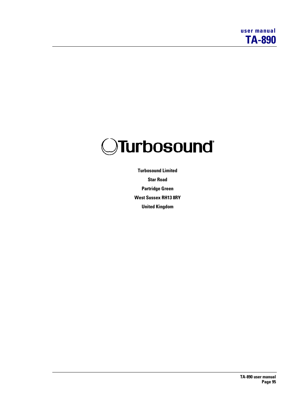 Ta-890, User manual | Turbosound LMS-D6 User Manual | Page 95 / 95