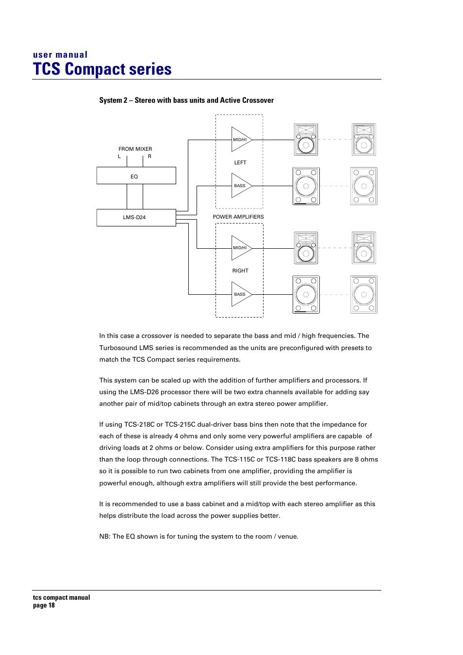 Tcs compact series, User manual | Turbosound TCS COMPACT SERIES User Manual | Page 18 / 41