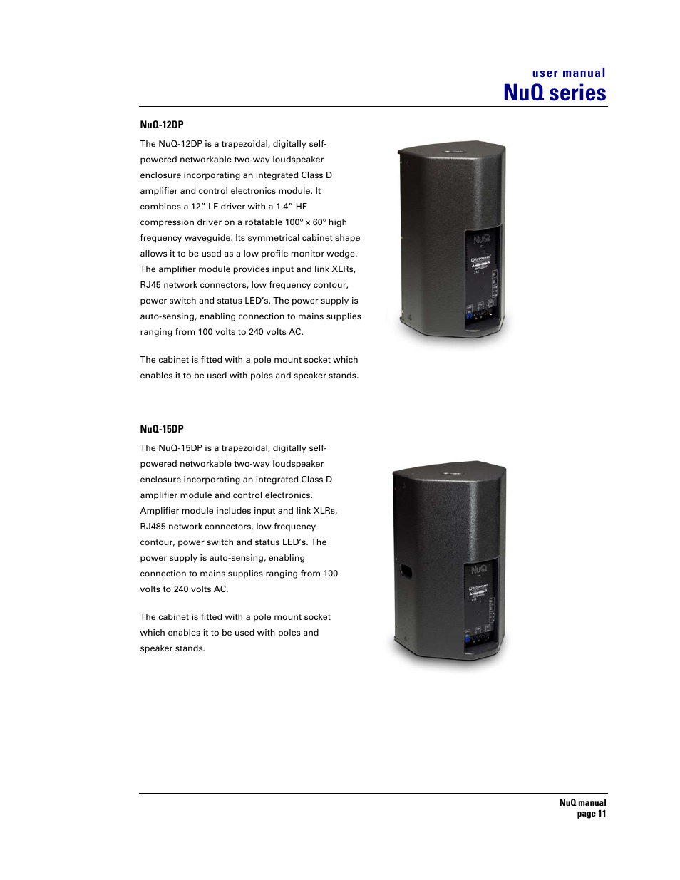 Nuq series | Turbosound NuQ SERIES User Manual | Page 11 / 50