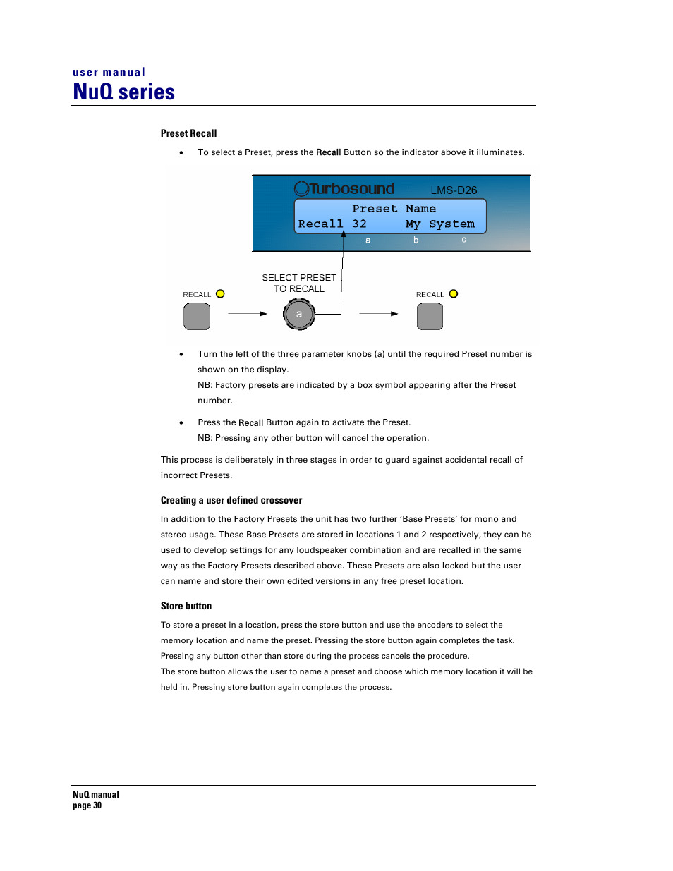 Nuq series, User manual | Turbosound NuQ SERIES User Manual | Page 30 / 50