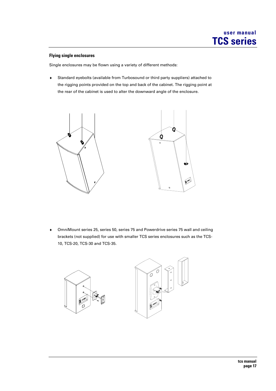 Tcs series, User manual | Turbosound TCS SERIES USER User Manual | Page 17 / 33