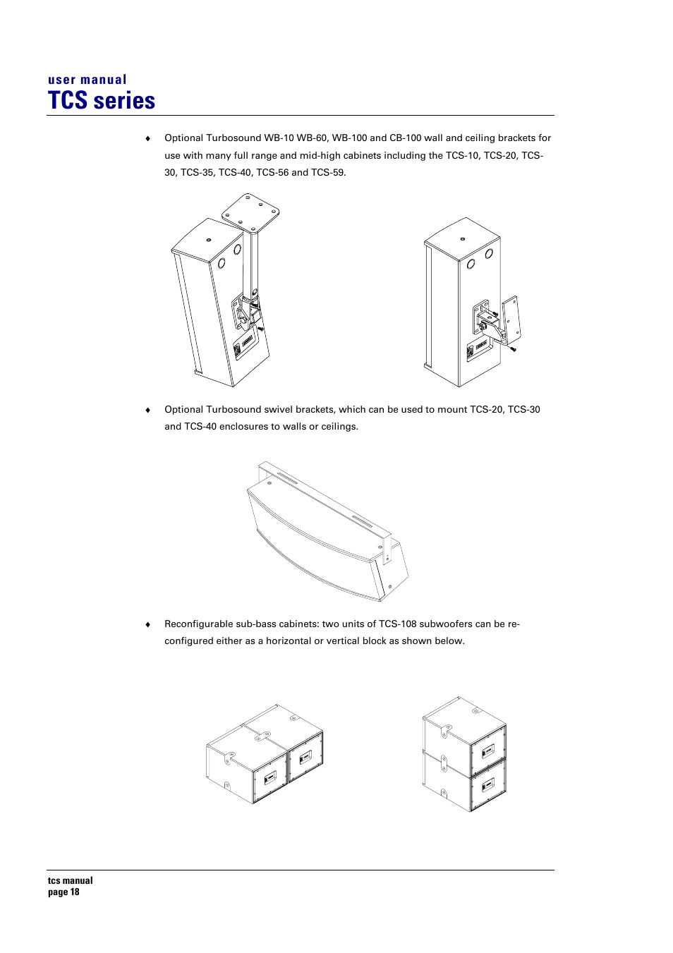 Tcs series, User manual | Turbosound TCS SERIES USER User Manual | Page 18 / 33