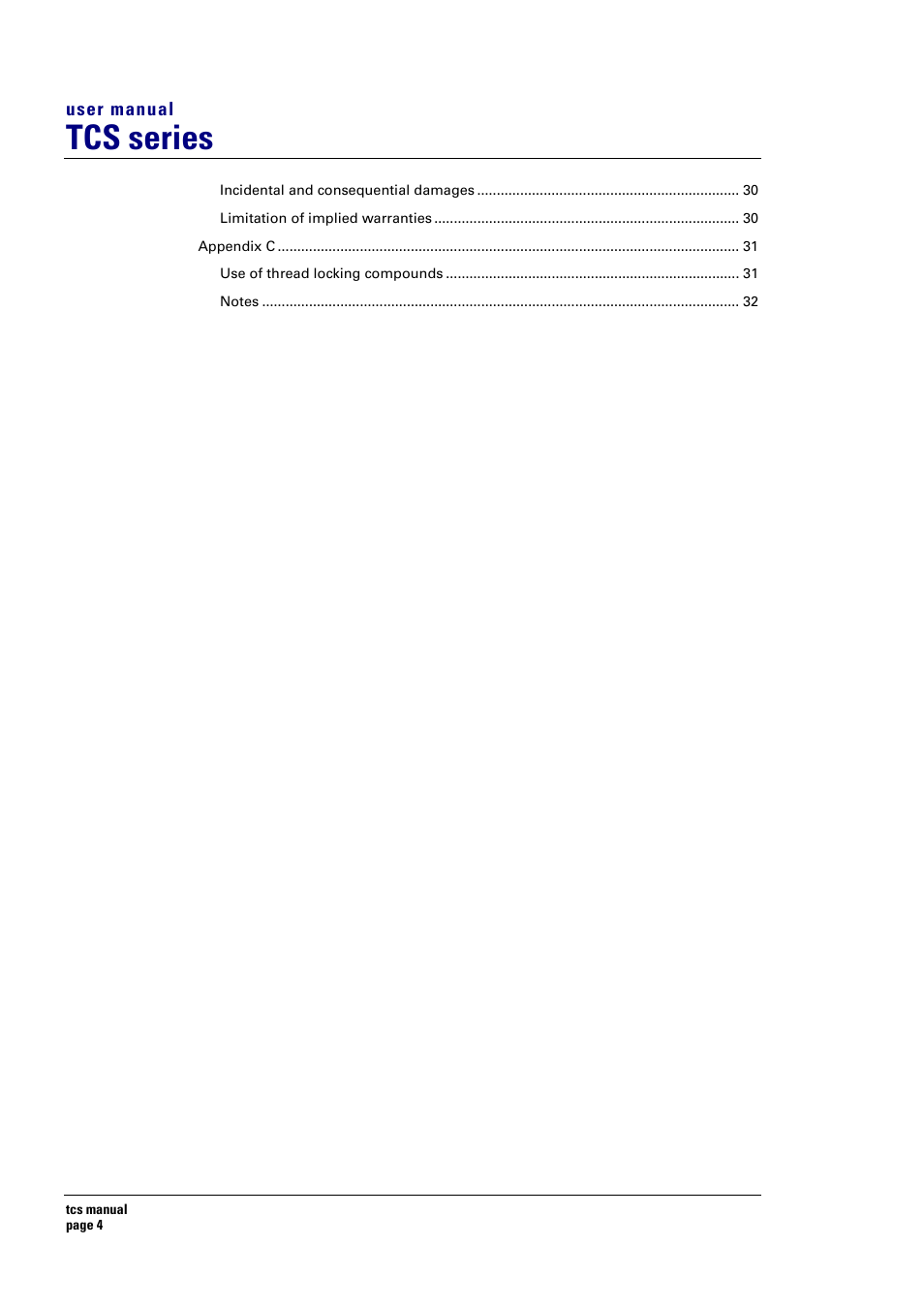 Tcs series | Turbosound TCS SERIES USER User Manual | Page 4 / 33