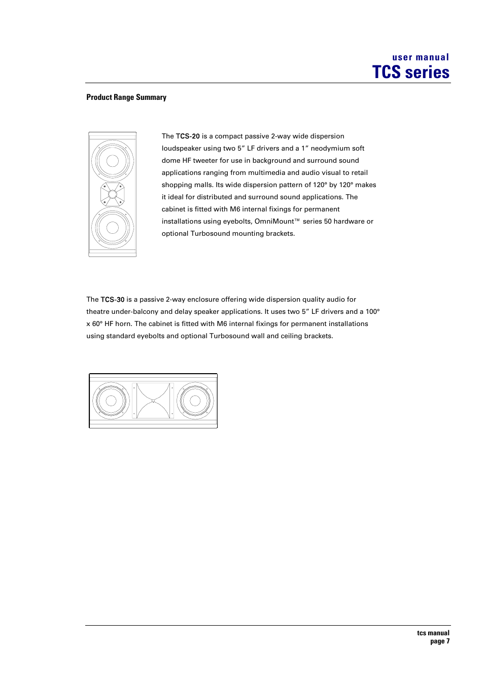 Tcs series | Turbosound TCS SERIES USER User Manual | Page 7 / 33