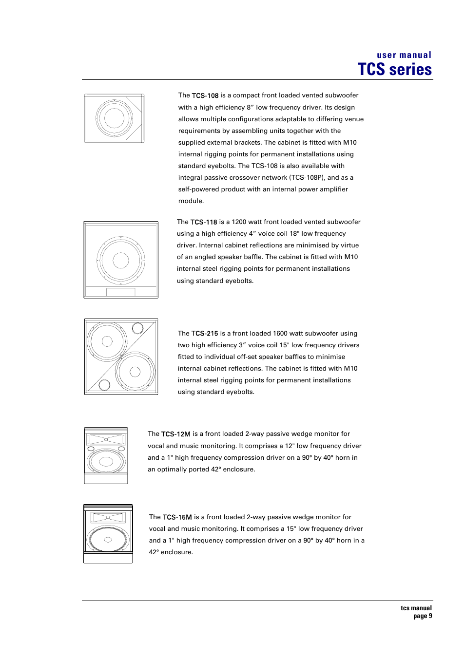 Tcs series, User manual | Turbosound TCS SERIES USER User Manual | Page 9 / 33