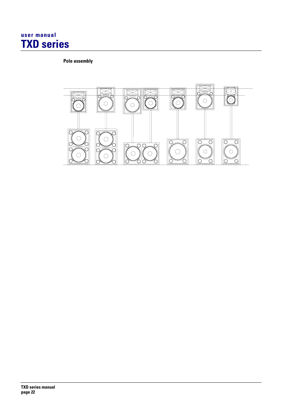 Pole assembly, Txd series, User manual | Turbosound TXD series User Manual | Page 22 / 32