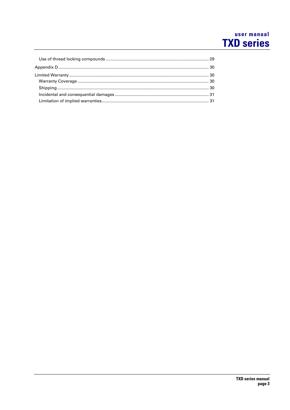 Txd series | Turbosound TXD series User Manual | Page 3 / 32