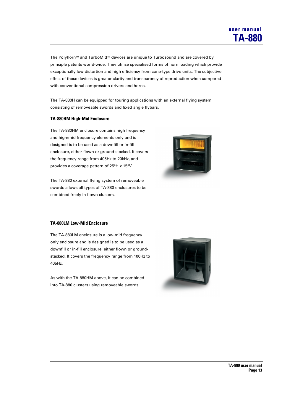 Ta-880 | Turbosound ASPECT TA-880 User Manual | Page 13 / 86