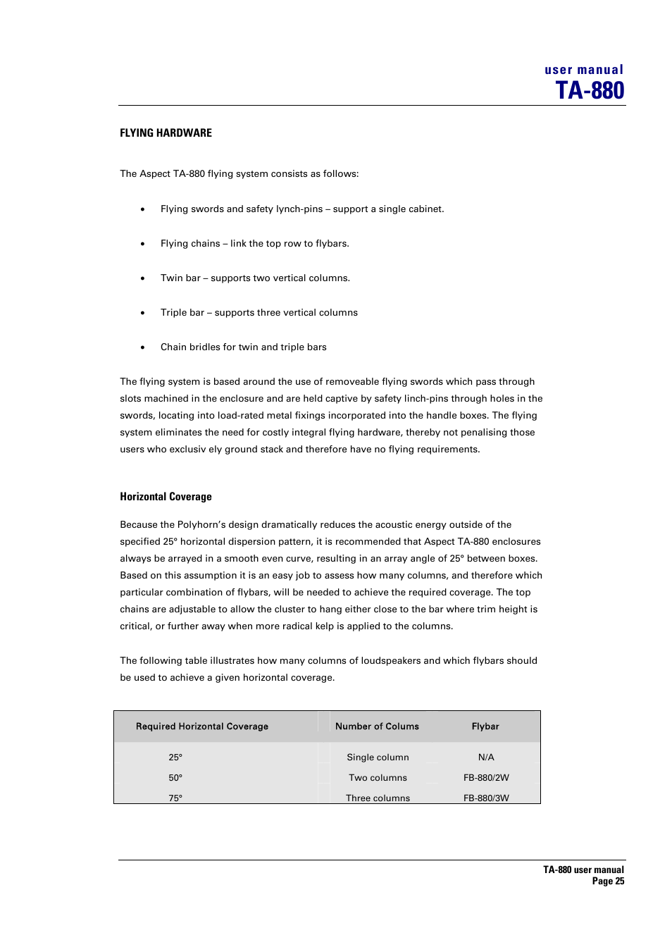 Ta-880, User manual | Turbosound ASPECT TA-880 User Manual | Page 25 / 86