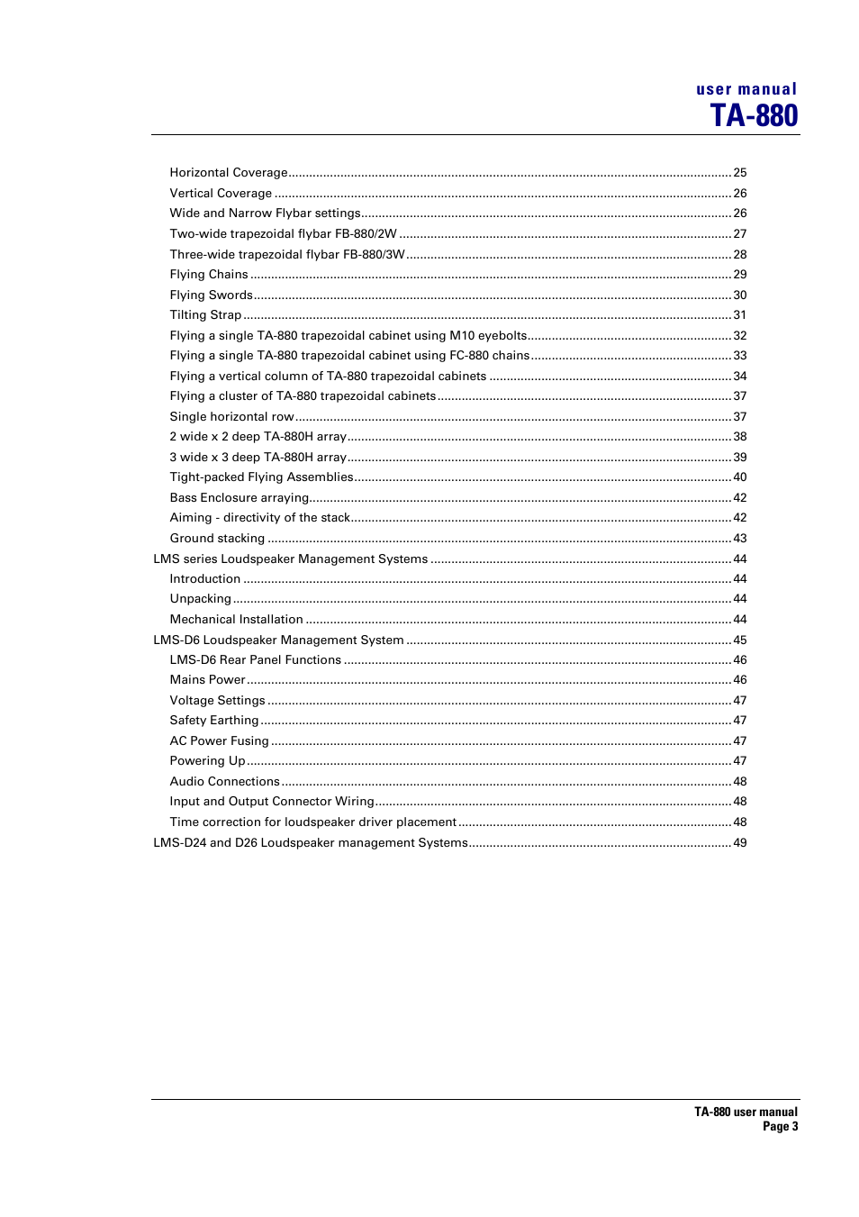 Ta-880 | Turbosound ASPECT TA-880 User Manual | Page 3 / 86