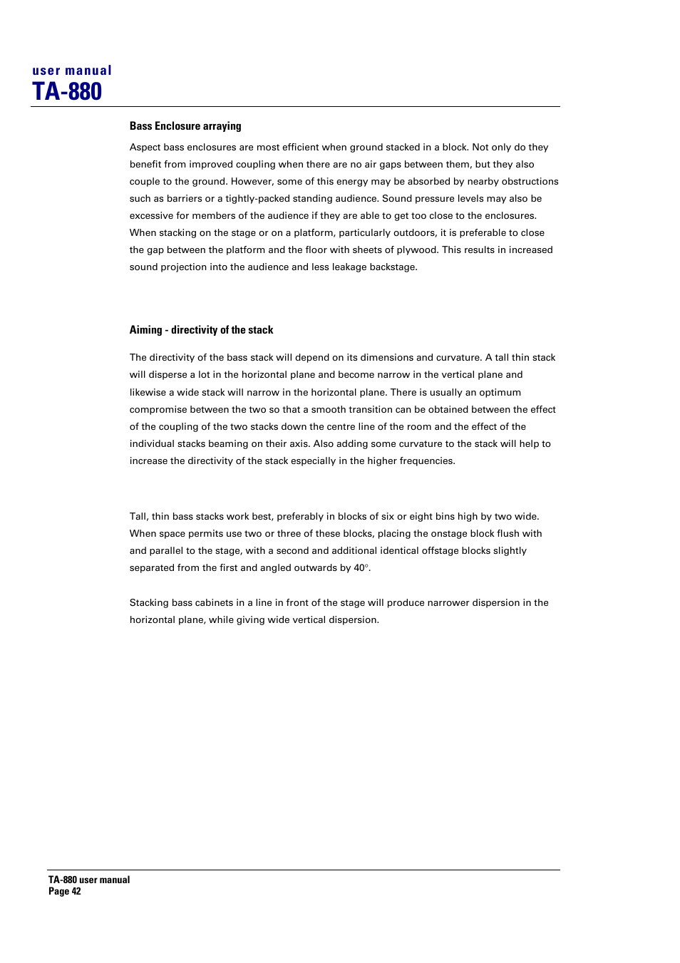 Ta-880, User manual | Turbosound ASPECT TA-880 User Manual | Page 42 / 86