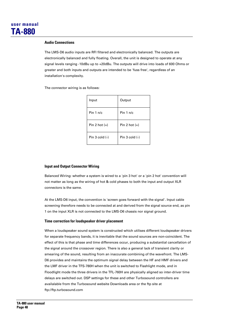 Ta-880, User manual | Turbosound ASPECT TA-880 User Manual | Page 48 / 86