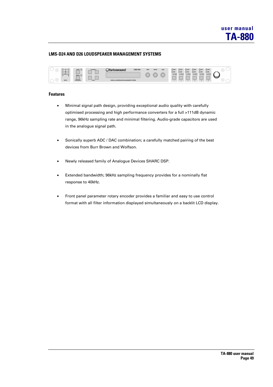 Ta-880, User manual | Turbosound ASPECT TA-880 User Manual | Page 49 / 86