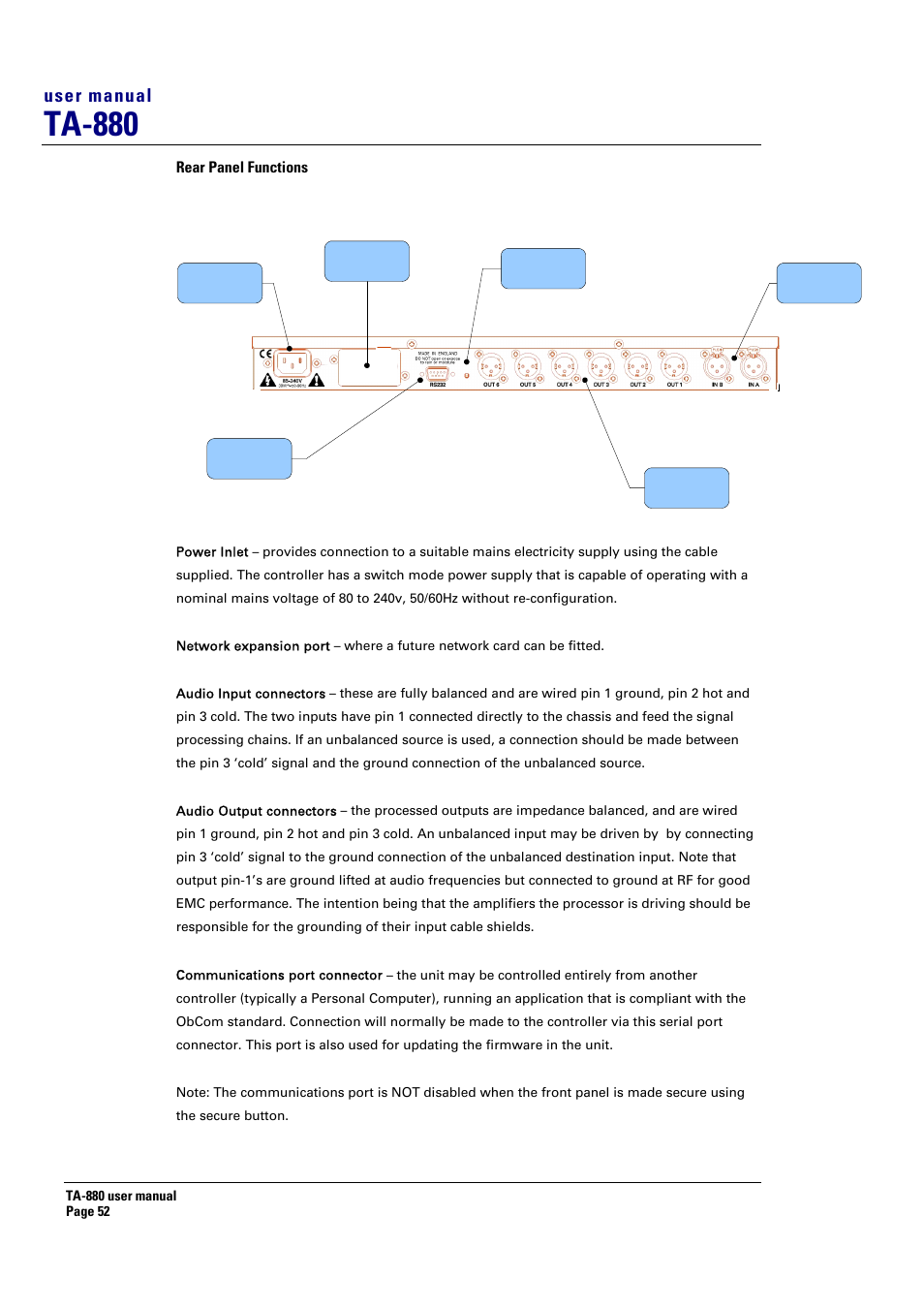 Ta-880, User manual | Turbosound ASPECT TA-880 User Manual | Page 52 / 86