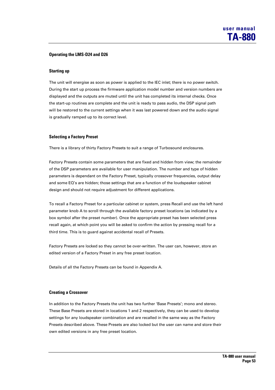 Ta-880, User manual | Turbosound ASPECT TA-880 User Manual | Page 53 / 86