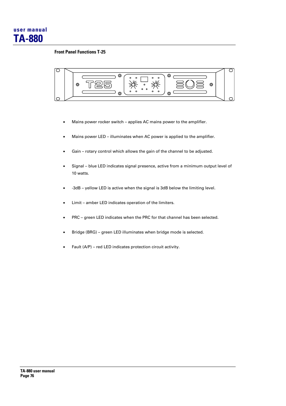Ta-880, User manual | Turbosound ASPECT TA-880 User Manual | Page 76 / 86
