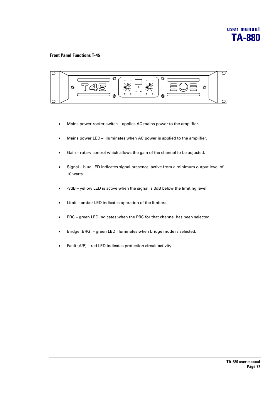 Ta-880, User manual | Turbosound ASPECT TA-880 User Manual | Page 77 / 86