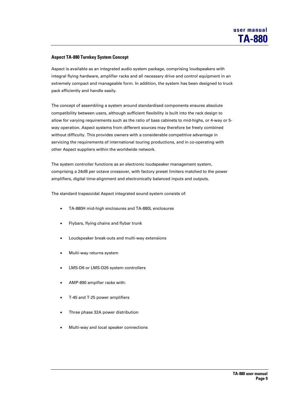 Ta-880, User manual | Turbosound ASPECT TA-880 User Manual | Page 9 / 86