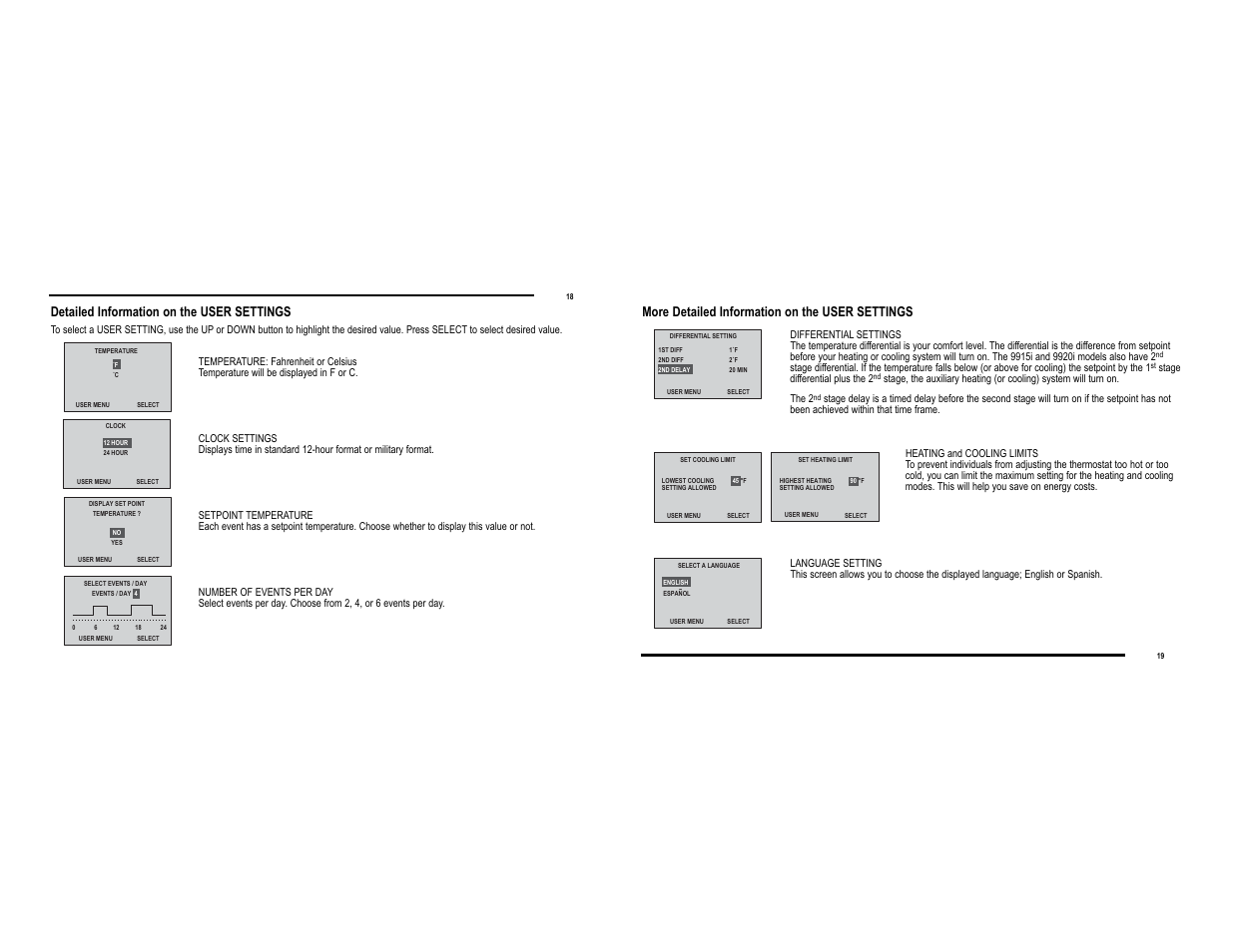 More detailed information on the user settings, Detailed information on the user settings | Thermo-Serv 9901i User Manual | Page 10 / 15