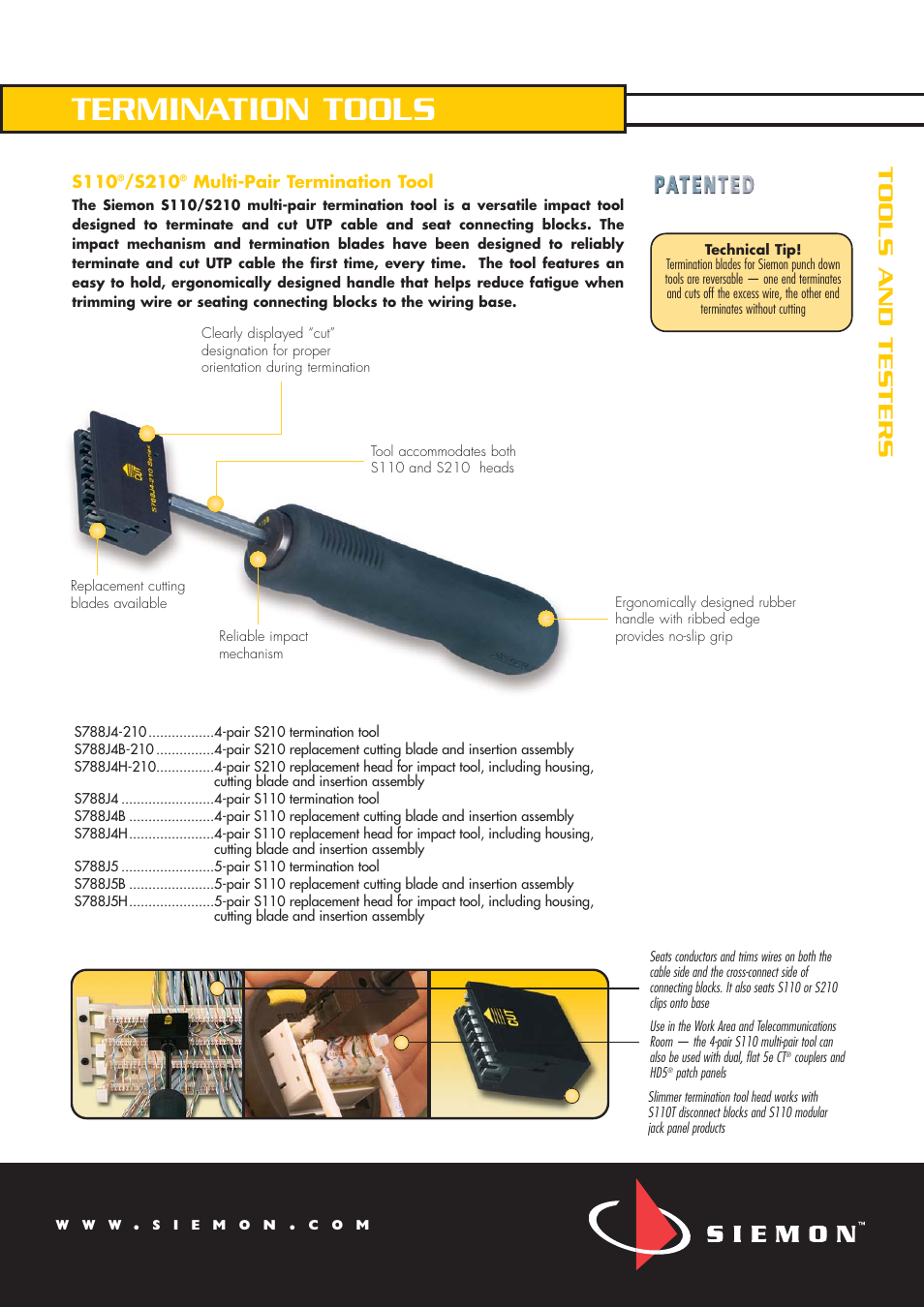 The Siemon Company Multi-Pair Termination Tool S210 User Manual | 4 pages