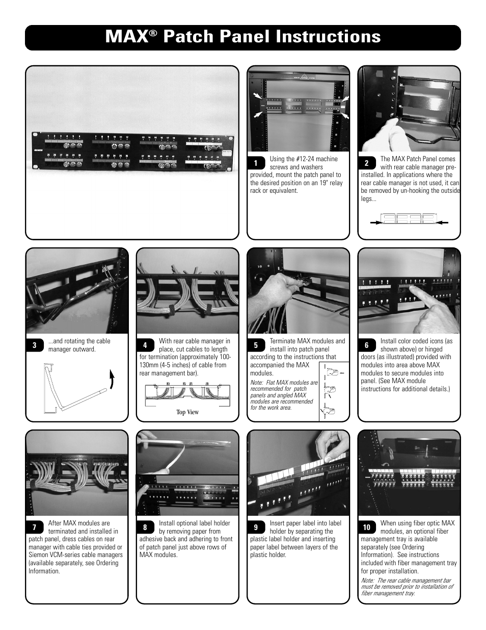 The Siemon Company MAX Patch Panel User Manual | 2 pages
