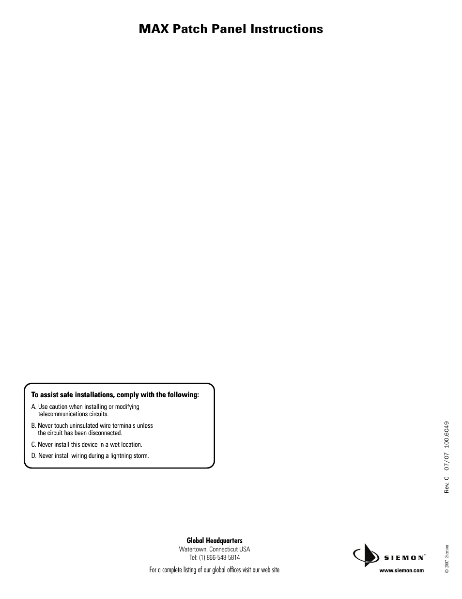 Max patch panel instructions | The Siemon Company MAX Patch Panel User Manual | Page 2 / 2