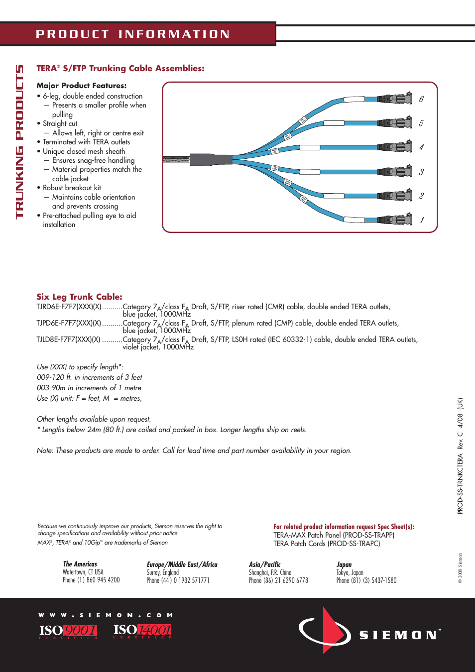 Trunking products | The Siemon Company TERA S/FTP User Manual | Page 2 / 2