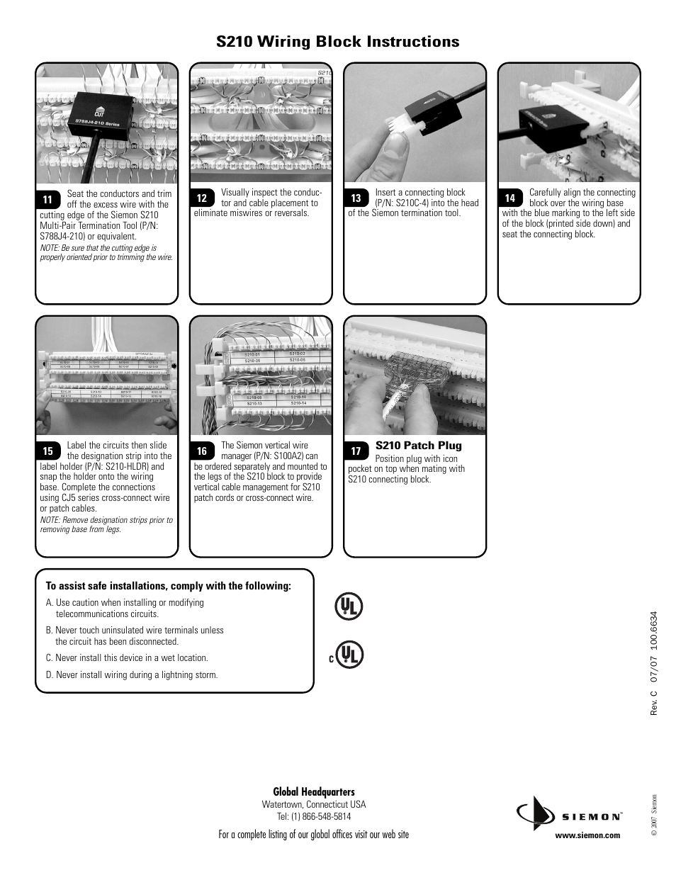 S210 wiring block instructions | The Siemon Company S210 User Manual | Page 2 / 2