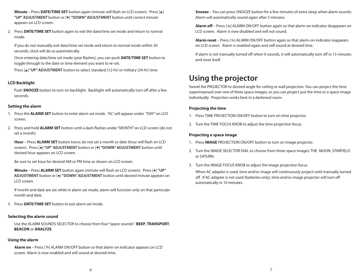 N4.pdf, Using the projector, Instruction manual | Time and space image projector | Uncle Milton Industries Space Image Projector User Manual | Page 4 / 4