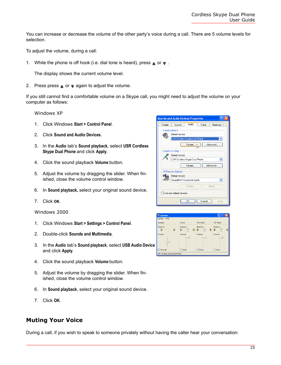 Muting your voice | USRobotics 9630 User Manual | Page 25 / 70