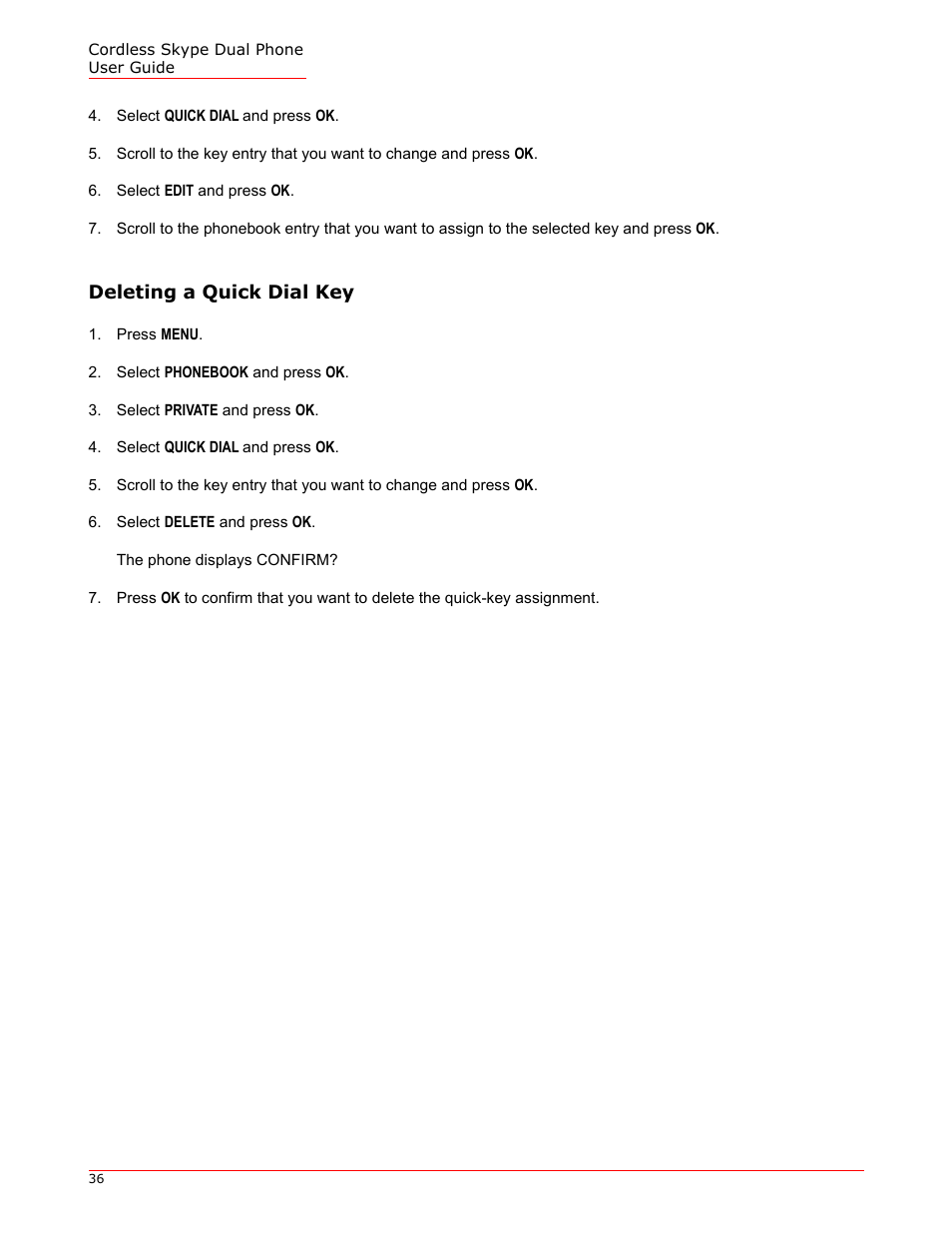 Deleting a quick dial key | USRobotics 9630 User Manual | Page 36 / 70