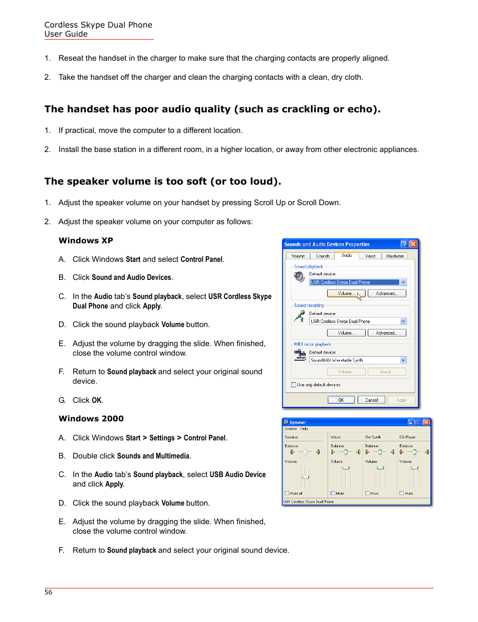 The speaker volume is too soft (or too loud) | USRobotics 9630 User Manual | Page 56 / 70