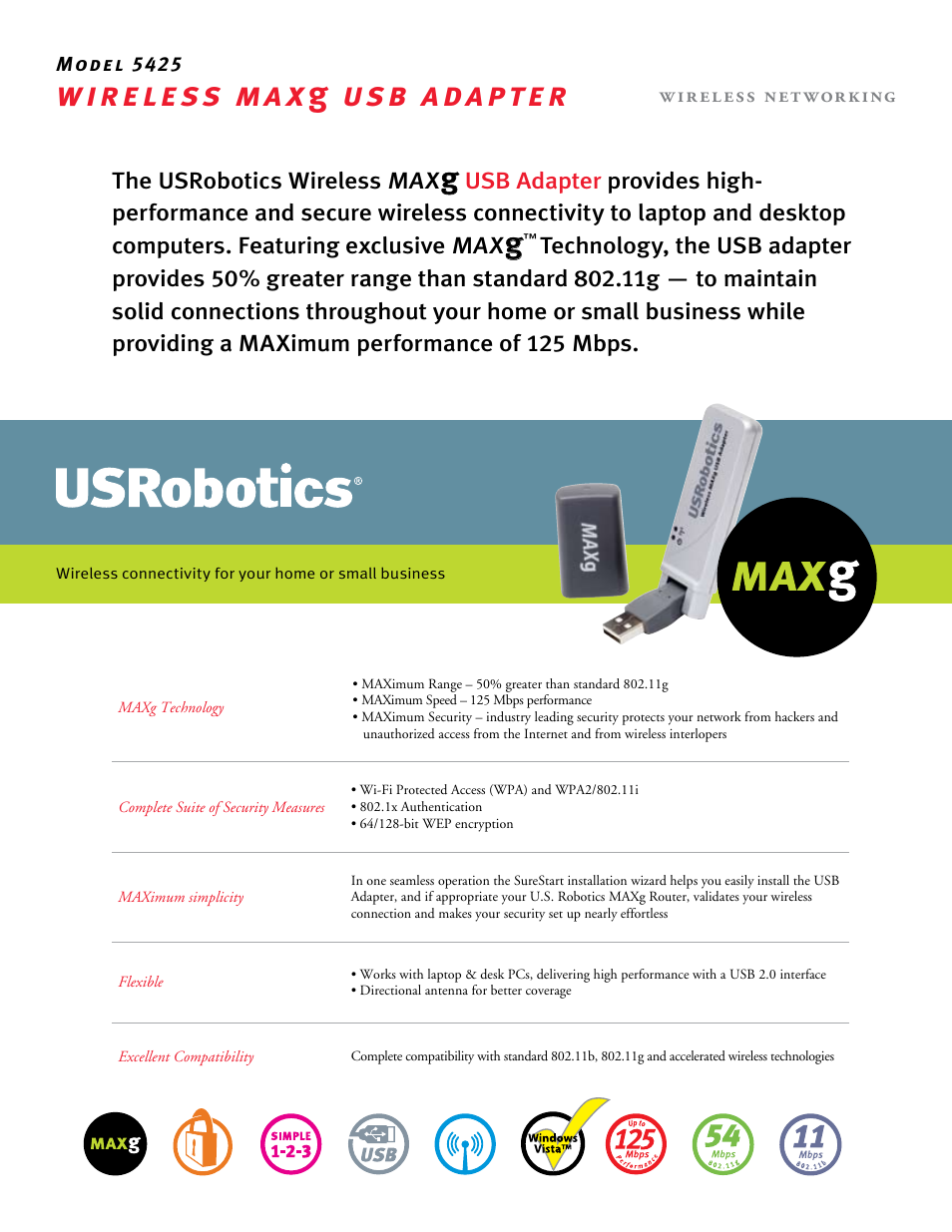 USRobotics 5425 User Manual | 2 pages